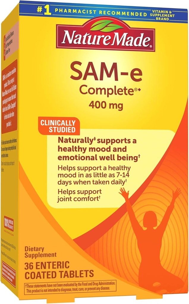 SAM-e Complete 400 mg Tablets, 36 Count Value Size, Supports a Healthy Mood & Joint Comfort
