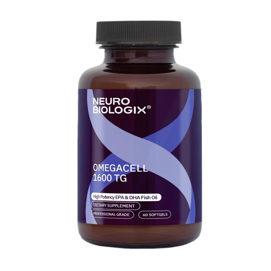 Neurobiologix OmegaCell 1600 TG, Omega 3 Fish Oil with EPA & DHA, Triglyceride Form for Absorption & Wellness Support, Non GMO, Omega 3 Supplement for Women and Men, Gluten Free, 60 Softgels