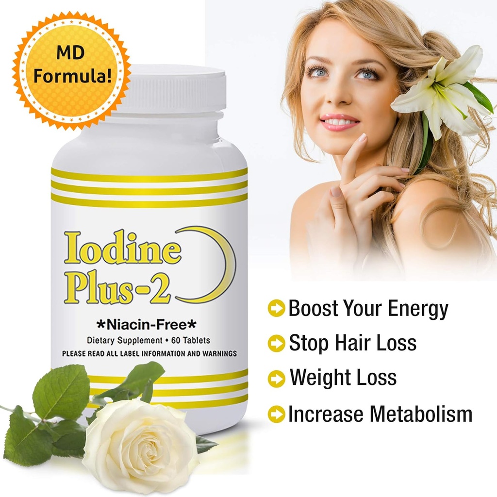 Iodine Plus 2 -Thyroid M.D.'s Official Formula - 2 Month Supply - 60 Tablets - for Thyroid Support