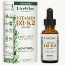 Vitamin D3 with K2 Liquid Drops, All Natural, Non-GMO, 1208iu D3 and 25mcg K2 (mk7) per Serving, Support Your Bones, Immune System and Energy Levels, with or Without Peppermint Oil