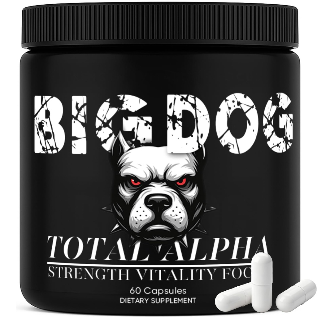 Big Dog 3-in-1 Total Alpha Blend for Men, Non-GMO - Natural Energy & Endurance Support, 60 Count (1)