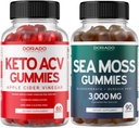 Keto ACV Gummies (60 Count) Advanced Weight Loss Formula and Irish Sea Moss Gummies (90 Count) with Bladderwrack & Burdock Root for Thyroid, Energy & Immune Support - Non GMO, Vegan Safe & Made in US
