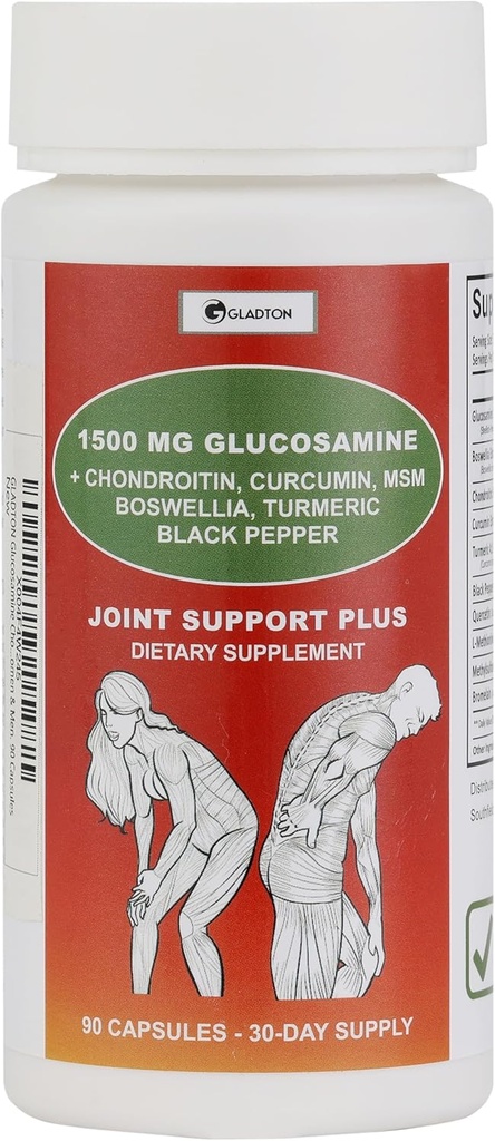 Glucosamine Chondroitin MSM Curcumin Turmeric Boswellia - Joint Support Supplement for Bone Back Knee Hand Flexibility, Mobility. Joint Health Supplement for Women & Men. 90 Capsules