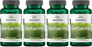 Swanson Berberine Supplement - 400 mg Each, 60 Capsules - Berberine HCl with Overall Wellness Support (4 Pack)