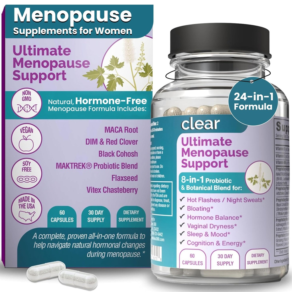 Hormone Free Menopause Supplements for Women | Dong Quai, Black Cohosh, Pre & Probiotics for Hot Flashes, Night Sweats, Digestion, Sleep & Mood Support | Plant Based Perimenopause Complex | 30 Days