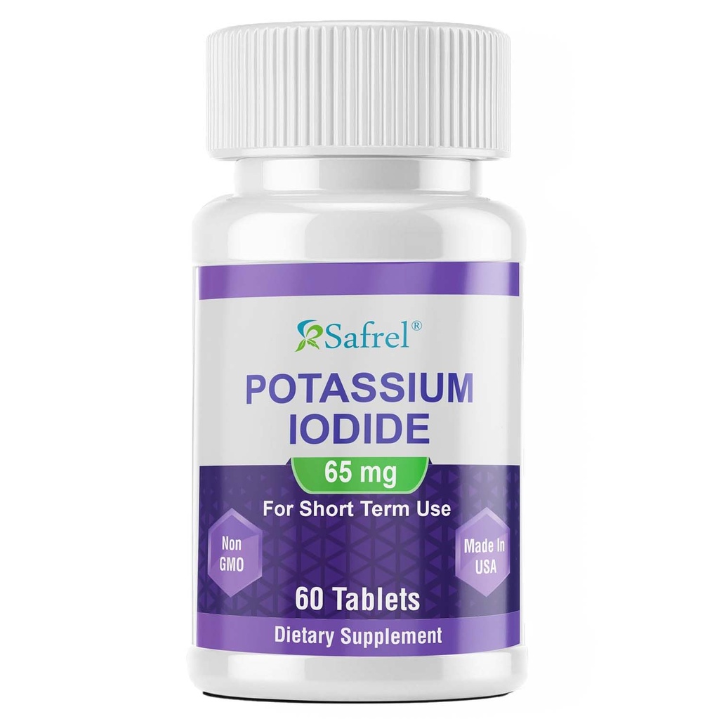 Safrel | Potassium Iodide | 65 mg per Serving | Tablets | 60 Count | Iodine Supplement | Thyroid Support