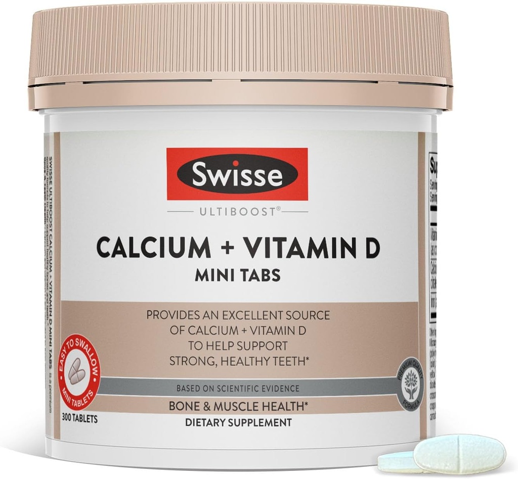 Swisse Calcium with Vitamin D3 and Citrate 830mg | Supplement for Women & Men | Bone Strength Support | Calcio | 300 Tablets | 2-Month Supply