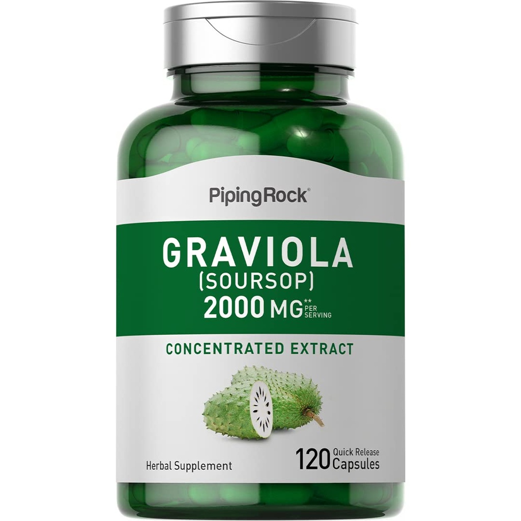 Piping Rock Graviola Soursop Capsules |120 Count | Leaf Supplement | Concentrated Herbal Fruit Extract | Non-GMO, Gluten Free