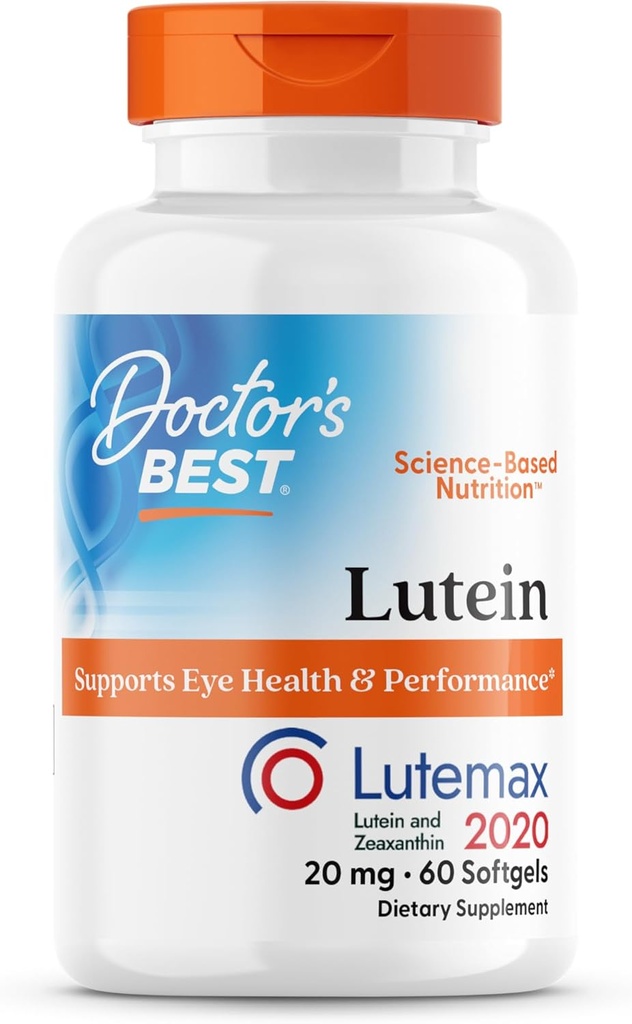 Doctors Best Lutein, Supports Eye Health & Performance, Non-GMO, Gluten Free, 20 mg, 60 Softgels
