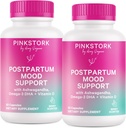 Pink Stork Postpartum Mood Support - Postnatal Hormone Balance for Moms - Breastfeeding Friendly - Stress & Cognitive Support, Postpartum Essentials - Ashwagandha, Chamomile, & Vitamin D, 120 Capsules