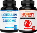 L Citrulline (240 Capsules) L Arginine & Nitric Oxide for Stamina, Endurance & Performance for Workouts and Horny Goat Weed (60 Capsules) Premium Hornygoatweed & Icariin Epimedium - Vegan & USA Made