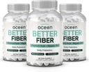Organics Ocean Better Fiber - Daily Fiber Supplement - Soften Stool for Effortless Bowel Movements - with Psyllium Hulk and Slippery Elm - 3 Bottles