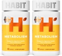 Habit Metabolism Supplement 2 Pack (120 Capsules) - Supports Digestive Health & Metabolism, Vitamin B12, Selenium, Chromium, Apple Cider Vinegar, Vegan, Non-GMO