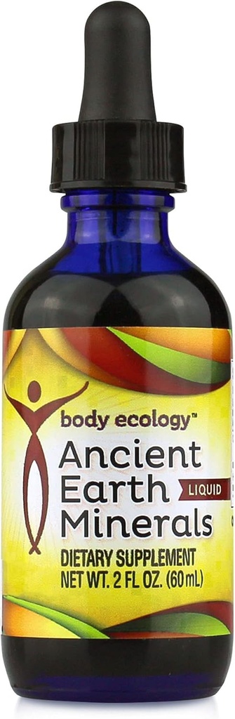 Body Ecology Ancient Earth Liquid Minerals | 100% Plant-Derived Trace Mineral Liquid Supplement | Fast-Absorbing Electrolyte Solution for Immune Support | 60 Servings (2 fl oz)
