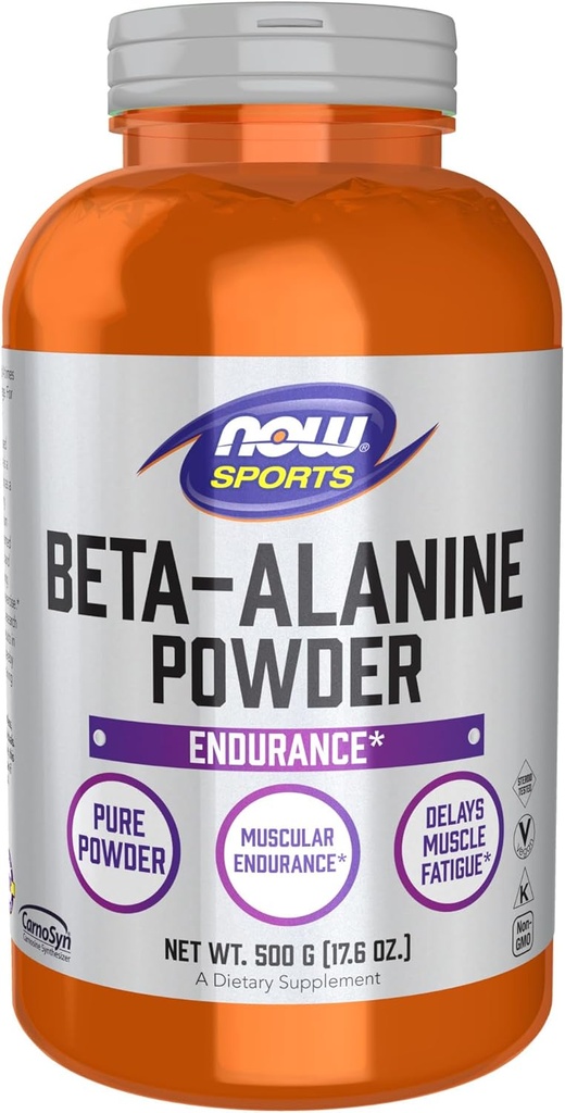 NOW Foods Sports Nutrition, Beta-Alanine Pure Powder 2,000 mg, Muscular Endurance*, 500 Grams