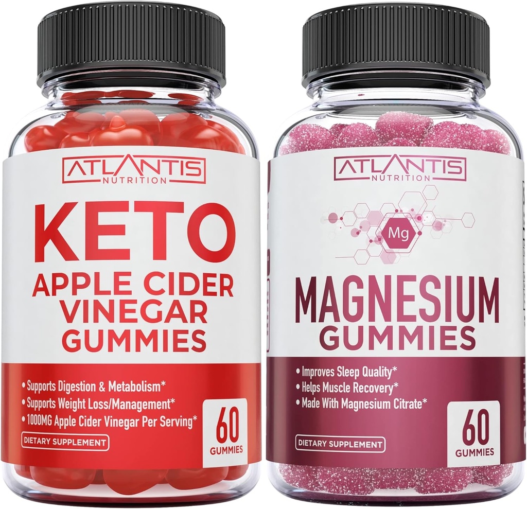60 Keto Apple Cider Vinegar Gummies Advanced Weight Loss + 60 Magnesium Gummies Formualted with 770 MG Magnesium Citrate.