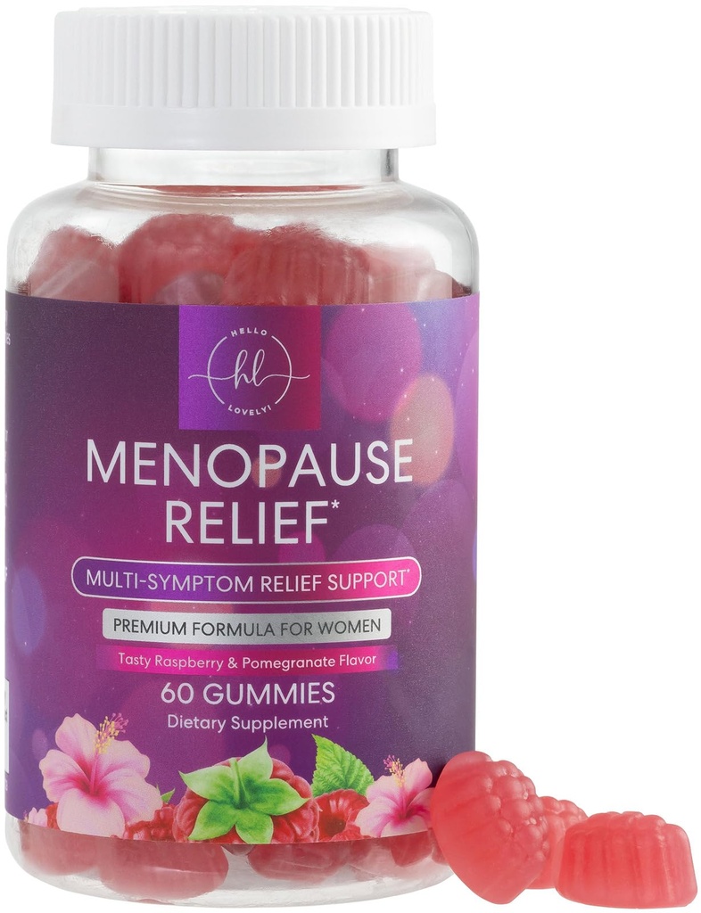 Menopause Supplements for Women - Complete Natural Mild Hot Flashes & Night Sweats Support, Multi Benefit Menopause Relief Gummy, Support for Balance & Energy, Gluten-Free & Non-GMO - 60 Gummies