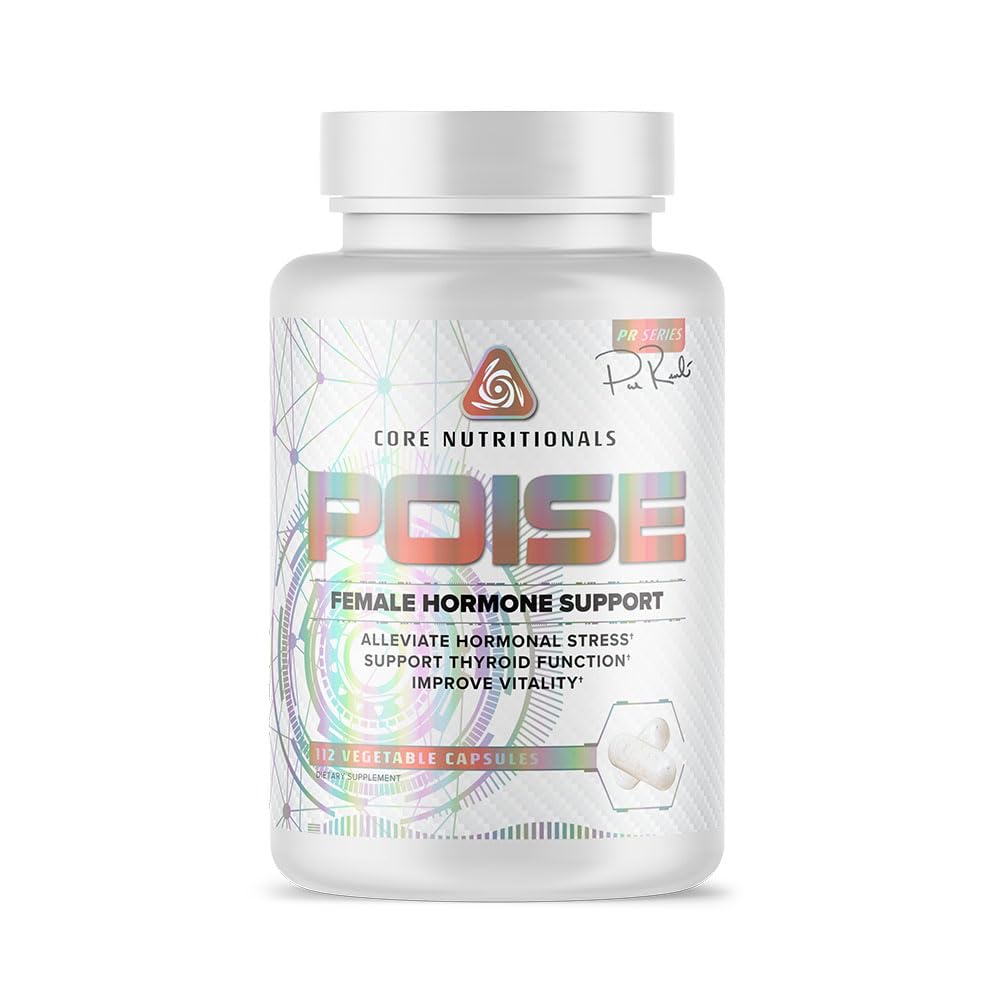 Core Nutritionals Poise, Female Hormone Support, 112 Veg Caps | Menstrual Wellness Support, Thyroid Support, Magnesium, Iodine, Antioxidant Formula, Women's Health Support
