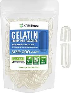 XPRS Nutra Size 000 Empty Capsules -100 Count Large Empty Gelatin Capsules - Pills for DIY Supplement Capsule Filling - Fillable Color Gel Caps Pills (Multi Color)