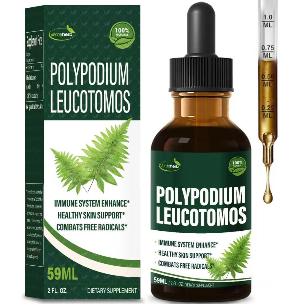 Polypodium leucotomos Immune Support Drops, Herbal Extract Immunity Boost Supplement for Skin Health. Calaguala para Proteger la Piel. 2oz