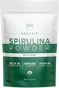 Spirulina Powder Organic 225g - 64 Servings 3.5g Serving Size - USDA Certified - RAW Nutrient Dense Over 70% Protein Per Serving - Purest Source Vegan Protein - Superfood