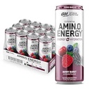 Optimum Nutrition Amino Energy Sparkling Hydration Drink, Electrolytes, Caffeine, Amino Acids, BCAAs, Sugar Free, Berry Burst, 12 Fl Oz, 12 Pack