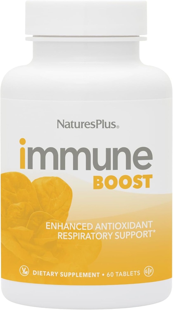 NaturesPlus Immune Boost - 60 Tablets - Enhanced Antioxidant Respiratory Support, Overall Immune System Health - with High-Potency Vitamins & Minerals - Vegetarian, Gluten Free - 30 Servings