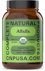Complete Natural Products Pure Alfalfa Leaf - 100 Capsules - 450mg of Pure Dried Organic Alfalfa Leaf Powder in Veggie Capsules