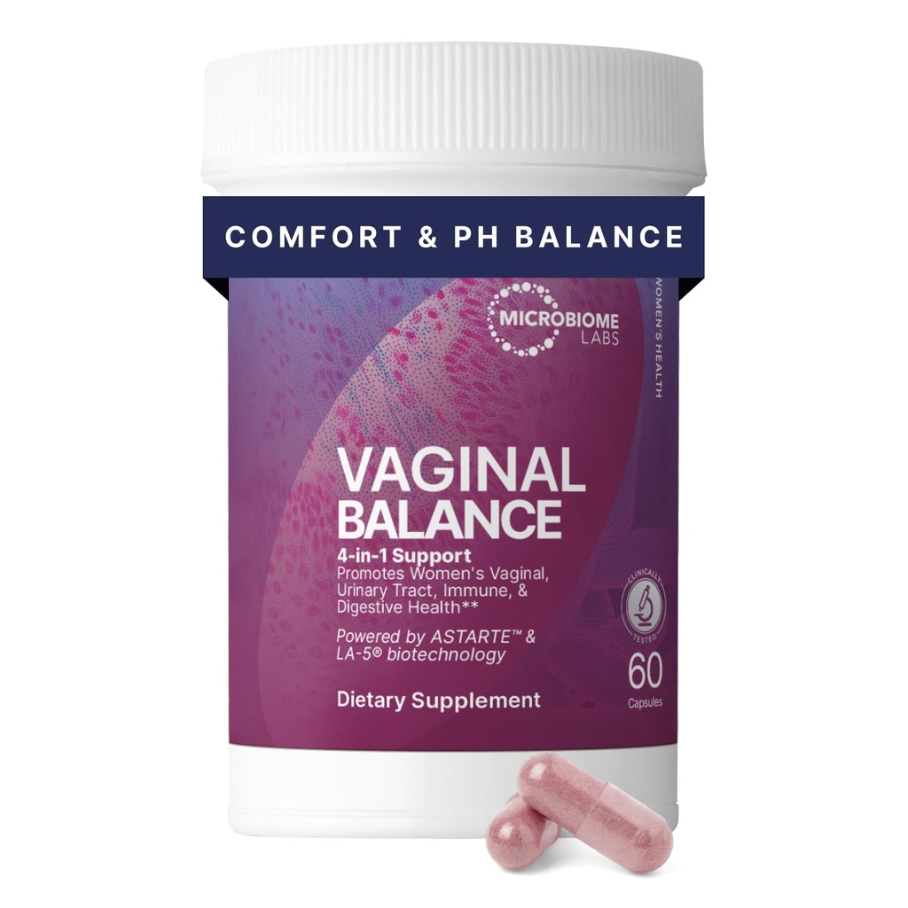 Microbiome Labs Vaginal Balance - Vaginal Probiotics for Women with Lactobacillus Gasseri - Feminine Care to Encourage pH Balance for Women, Reduce Discomfort & Support Gut Health (60 Capsules)