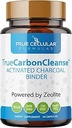 TrueCarbonCleanse™ - Perfect Gut Detoxifier & Binder - Advanced Formula with Organic Bamboo Activated Charcoal Capsules - 60 Capsules - Vegan, Non GMO, Gluten Free, Soy Free, Non-Toxic Certified