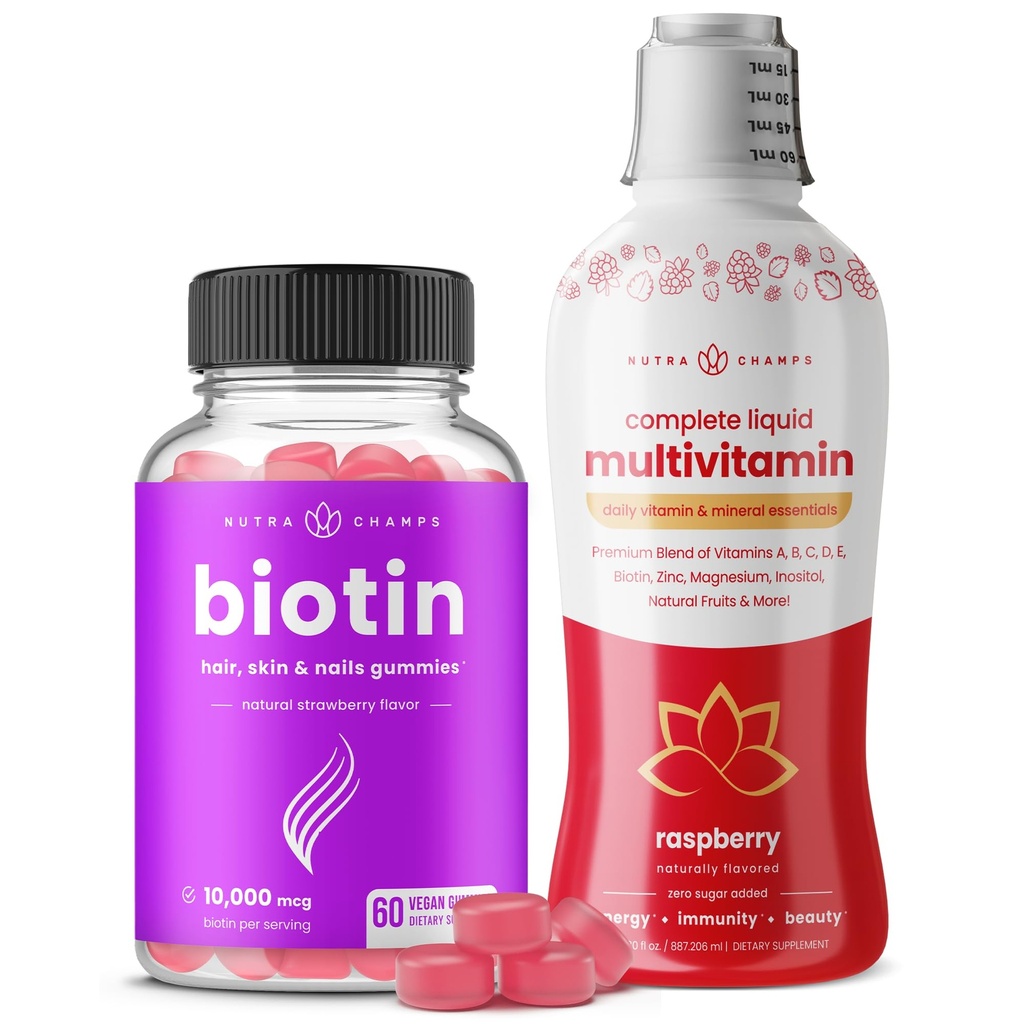 NutraChamps Biotin Gummies and Liquid Multivitamins