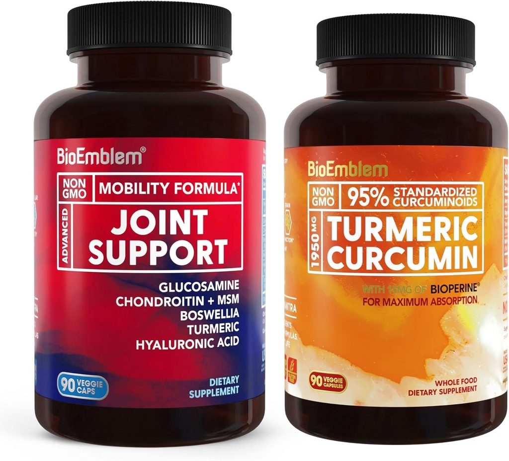 BioEmblem Turmeric Curcumin Supplement with BioPerine and Joint Support