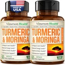 Moringa + Turmeric Curcumin Supplement for Joint Health, Gut Health, Energy and Immune Support - Total Wellness Formula - Tumeric Curcumin with Black Pepper & Moringa Pure Capsules - 60 Count - 2 Pack