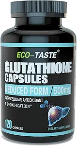 ECO-TASTE Glutathione Supplement, 98% Purified – Reduced Form, 120 Capsules