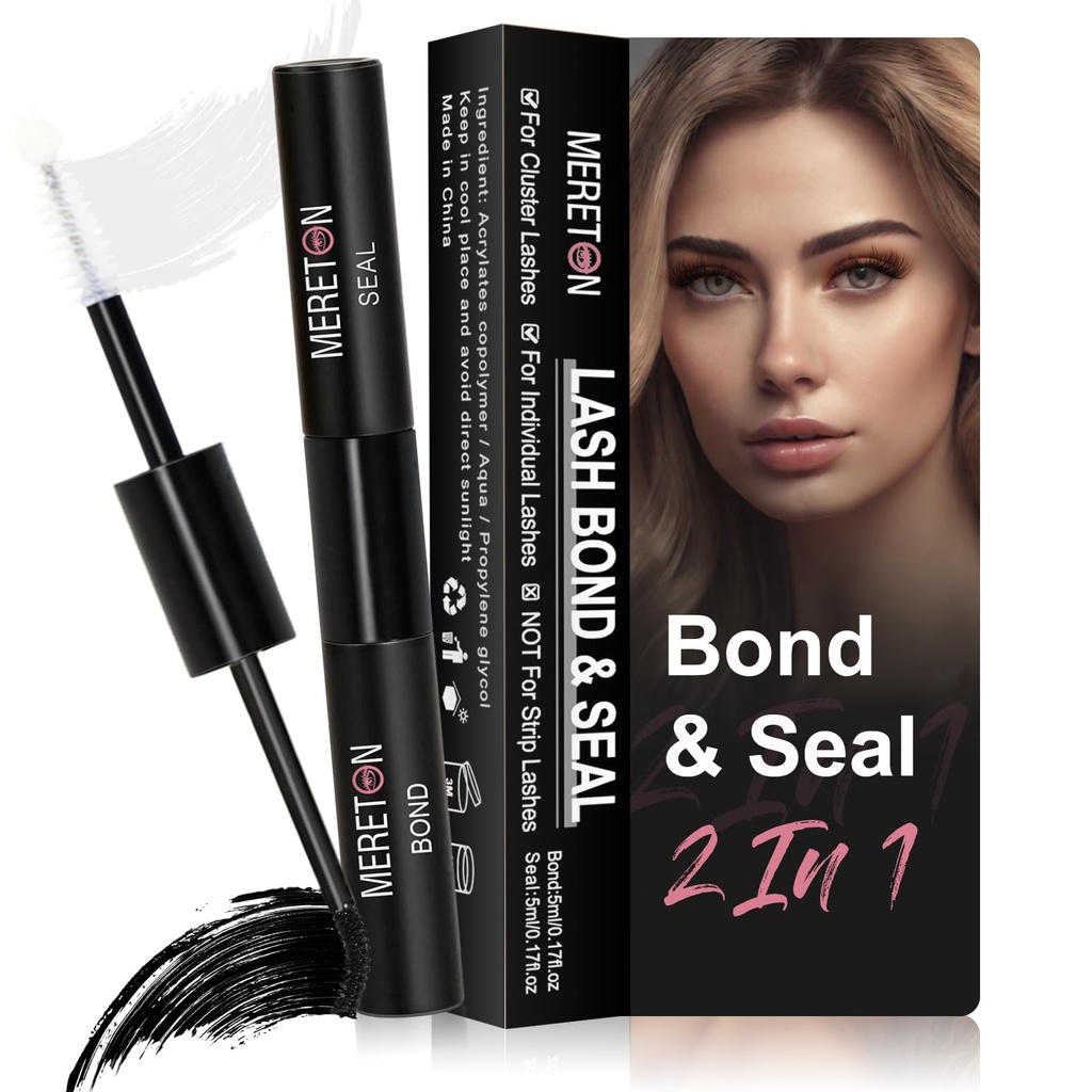 Lash Bond and Seal, Lash Cluster Glue For DIY Eyelash Extensions,Individual Lash Glue for Cluster Eyelash, Strong Hold, Eye Lash Glue for Personal Makeup Use (Black01 Bottle)