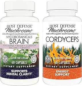 Host Defense Bundle with MycoBotanicals Brain* Capsules, 60 Count & Cordyceps Capsules, 60 Count - Support Memory & Focus - Support Immune Health & Energy*