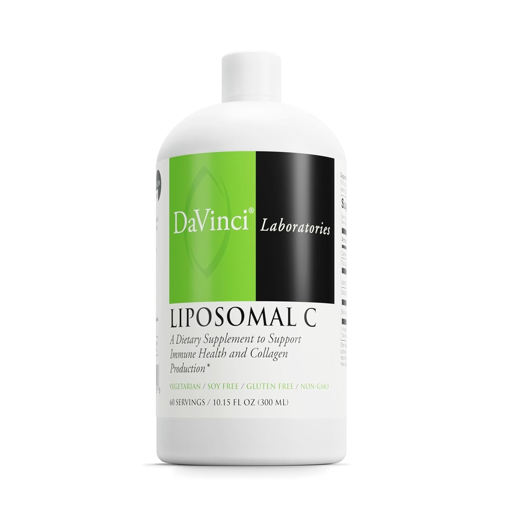 DAVINCI Labs Liposomal C - Collagen Production, Oxidative Stress & Immune Health Support - Liposomal Delivery System - Gluten Free, Vegetarian - 10.15 oz (60 Servings)