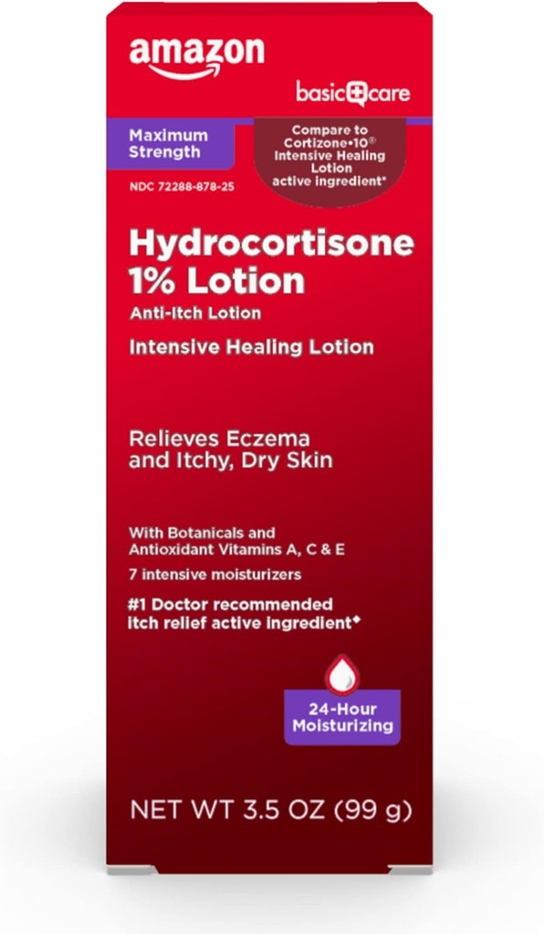   Basic Care Maximum Strength 1% Hydrocortisone Anti-Itch Lotion for Eczema, 3.5 ounce (Pack of 1)