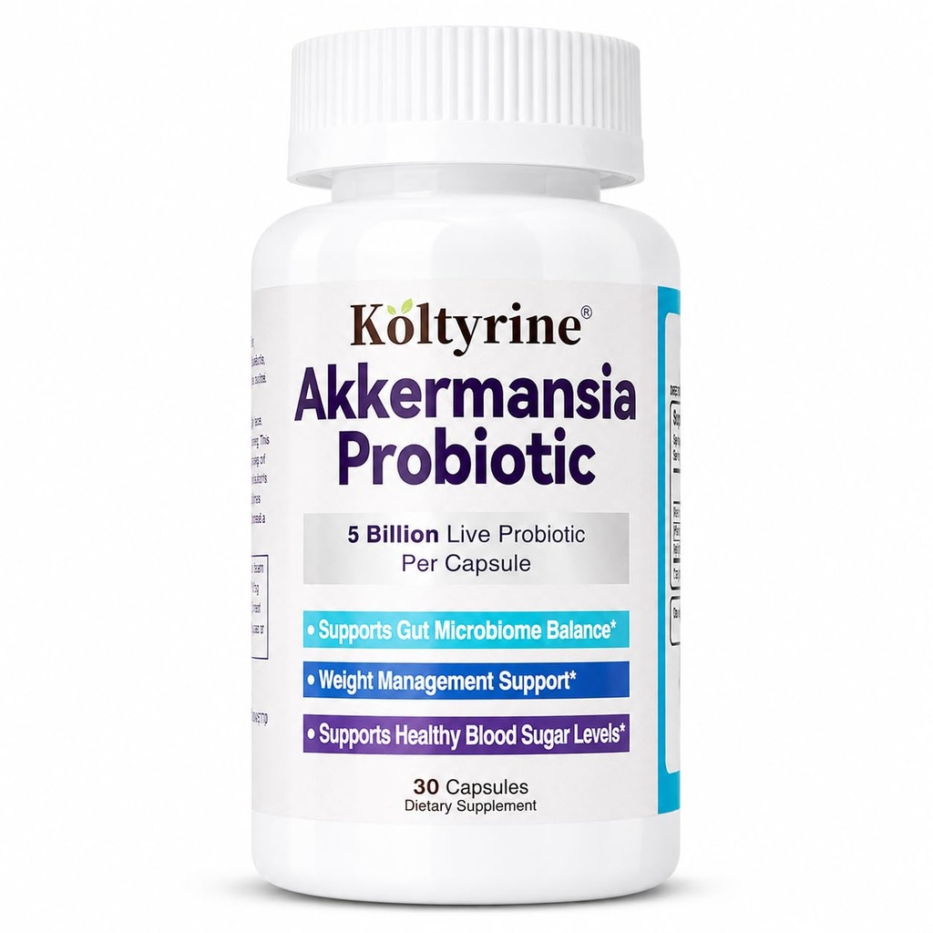 Akkermansia Probiotic, 5 Billion Live Probiotic with Prebiotic Fiber, Delayed Release Gut Health Supplement for Women & Men, Supports Digestive Balance & Gut Microbiome, 30 Capsules
