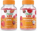 Lifeable Magnesium Kids + Zinc Kids, Gummies Bundle - Great Tasting, Vitamin Supplement, Gluten Free, GMO Free, Chewable Gummy
