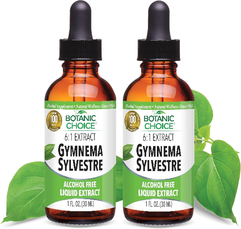 Botanic Choice: Gymnema Sylvestre Liquid Extract - Alcohol & Gluten Free, Non-GMO, 1oz 2 Pack