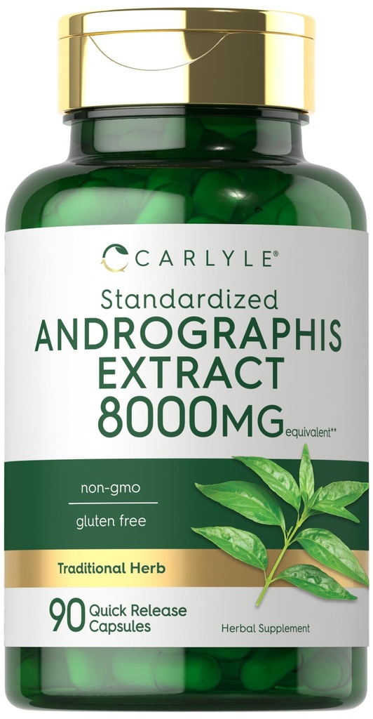 Carlyle Andrographis Paniculata Capsules | 90 Pills | Herb Extract Supplement | Non-GMO and Gluten Free