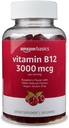   Basics Vitamin B12 3000 mcg Gummies, Normal Energy Production and Metabolism, Immune System Support, Raspberry, 200 Count (2 Packs of 100), 2 per serving
