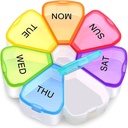 Large Weekly Medicine Organizer, OAAO Flower XL 7 Day Portable Pill Box Case for Vitamin, Cod Liver Oil, Supplements, Arthritis Friendly…