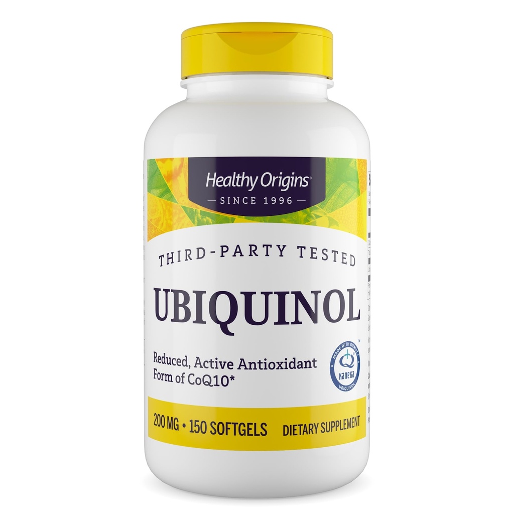 Healthy Origins Ubiquinol (Active Form of CoQ10), 200 mg - Kaneka Ubiquinol Supplements for Heart Health & Antioxidant Support - Gluten-Free & Non-GMO Supplement - 150 Softgels