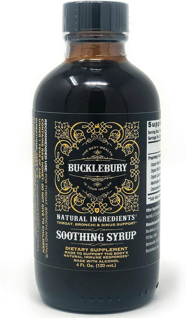 BUCKLEBURY Soothing Herbal Syrup - Upper Respiratory Support, Original Premium Herbal All in One Supplement for Sinus, Bronchi, Throat, and Respiratory Support - 4oz