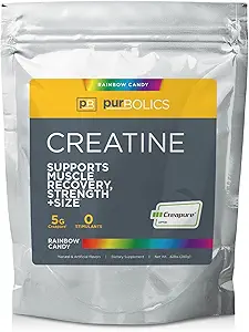 Purbolics Creapure Creatine Monohydrate, Micronized Creatine 5g, Elevate Workout Performance and Recovery, Build Strength, Enhance Pumps (50 Servings, Rainbow Candy)