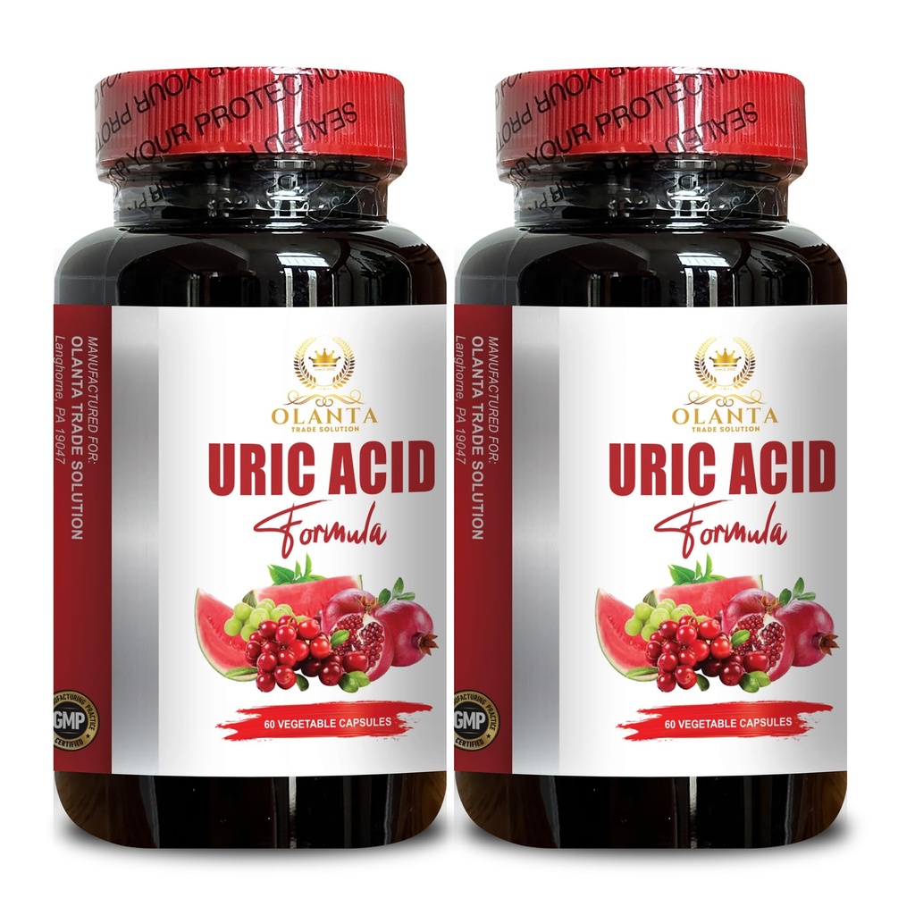 Pomegranate and Turmeric in URIC Acid Formula - Premium uric Acid Support Supplement, Natural Solutions for Uric Acid Control - 2 Bottles