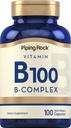Piping Rock Vitamin B-100 Complex | 100 Capsules | Vitamins B12, B1, B2, B6 | Non-GMO, Gluten Free Supplement