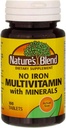 Nature's Blend Multiple Vitamin With Minerals Tablets No Iron - 100 Tablets, Pack of 3